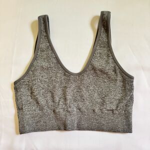 Aerie Ribbed Bra Gray Stretchy Casual Lounge Gym Women's Size Medium